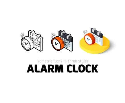 Alarm clock icon in different style Illustrazione stock