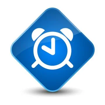 Alarm clock icon elegant blue diamond button Stock Illustration