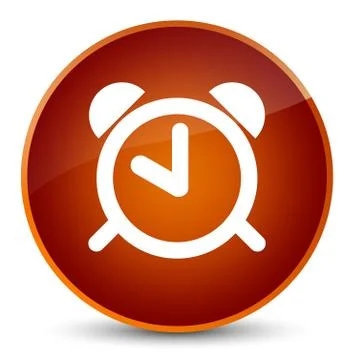 Alarm clock icon elegant brown round button Stock Illustration