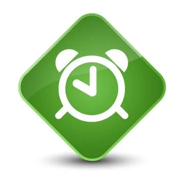 Alarm clock icon elegant soft green diamond button Illustrazione stock
