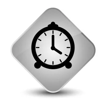 Alarm clock icon elegant white diamond button Stock Illustration