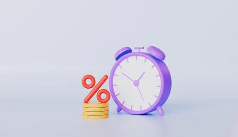 Alarm clock icon, financial returns increasing over time, fixed deposit Ilustración de archivo