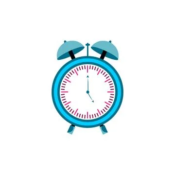 Alarm clock icon. Flat color design. alarm clock illustration for children's Stock Illustration