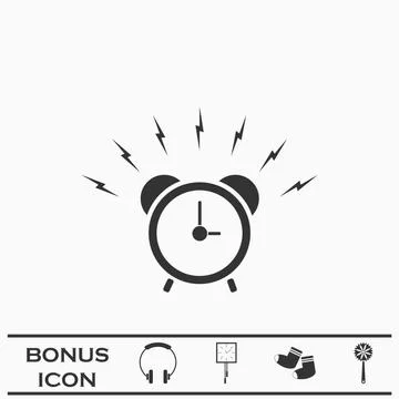 Alarm clock icon flat Stock Illustration