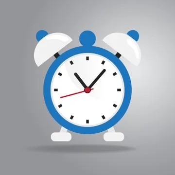 Alarm clock icon flat style on gray background Stock Illustration