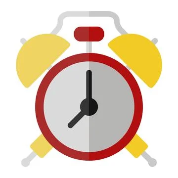Alarm clock icon in Flat Style. Color Fill. Isolated on White Background Stock Illustration