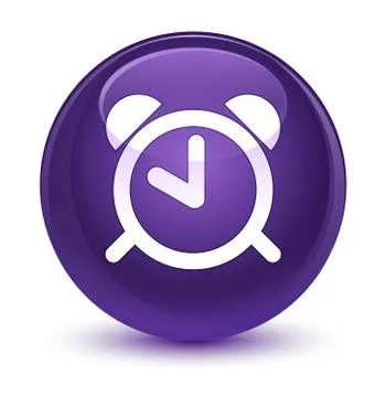 Alarm clock icon glassy purple round button Illustrazione stock