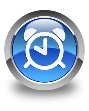 Alarm clock icon glossy blue round button Stock Illustration