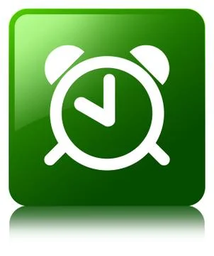 Alarm clock icon green square button Stock Illustration