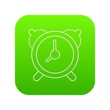 Alarm clock icon green vector Illustrazione stock