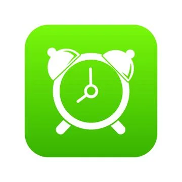 Alarm clock icon green vector 스톡 일러스트