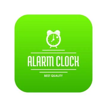 Alarm clock icon green vector Illustrazione stock