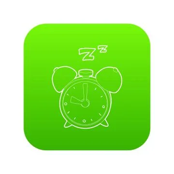 Alarm clock icon green vector 스톡 일러스트