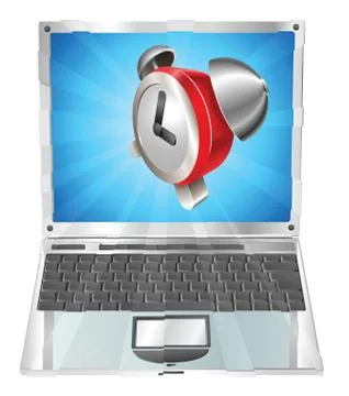 Alarm clock icon laptop concept Stock Illustration