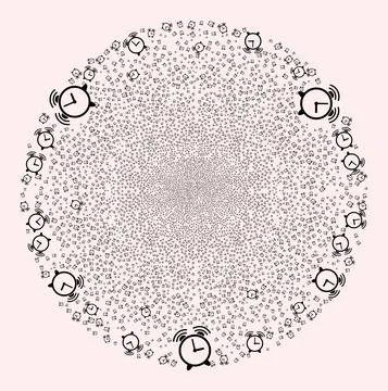 Alarm Clock Icon Mosaic Exploding Spheric Globula Stock Illustration