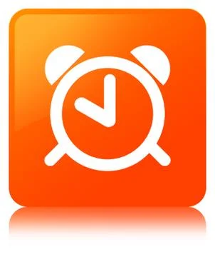 Alarm clock icon orange square button Stock Illustration