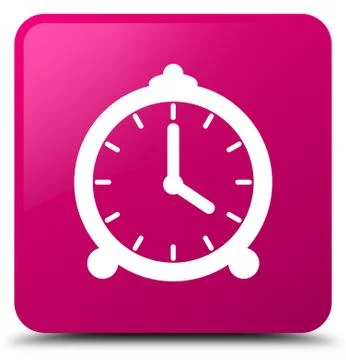 Alarm clock icon pink square button Stock Illustration