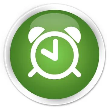 Alarm clock icon premium soft green round button Stock Illustration