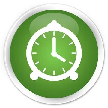 Alarm clock icon premium soft green round button Stock Illustration
