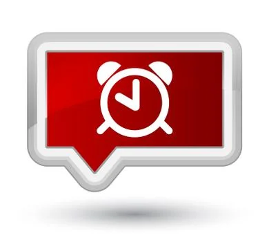 Alarm clock icon prime red banner button Stock Illustration