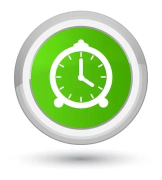Alarm clock icon prime soft green round button Stock Illustration