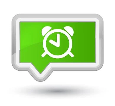 Alarm clock icon prime soft green banner button Stock Illustration