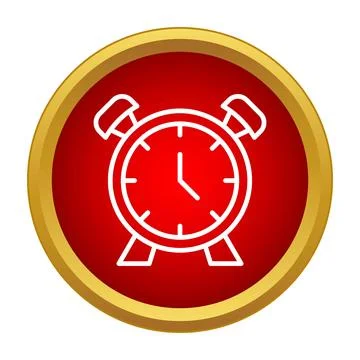 Alarm clock icon on a red button alerting to time Stock Illustration