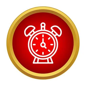 Alarm clock icon on red circle background Stock Illustration