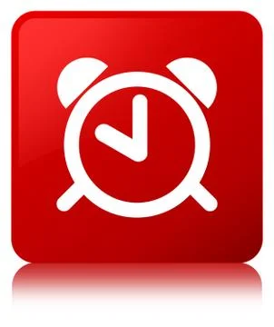 Alarm clock icon red square button Stock Illustration