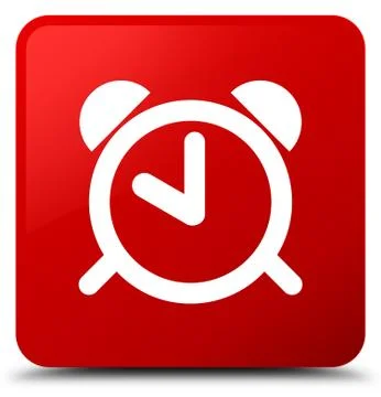 Alarm clock icon red square button Illustrazione stock