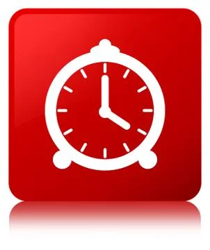 Alarm clock icon red square button Illustrazione stock