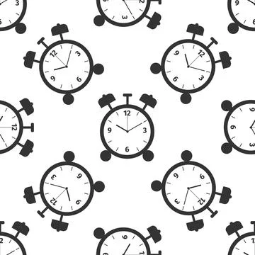 Alarm clock icon seamless pattern on white background. Vector Illustration Stock Illustration