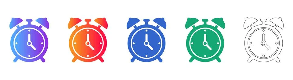 Alarm Clock Icon Set to 5 O'Clock Illustration Stock Illustration