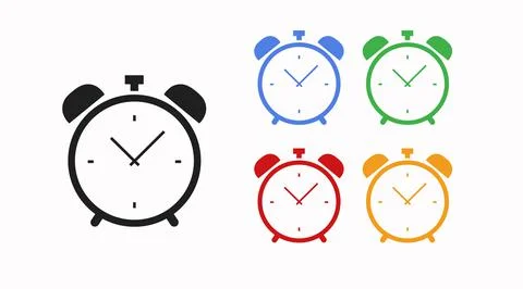 Alarm Clock icon Set. Illustrazione stock