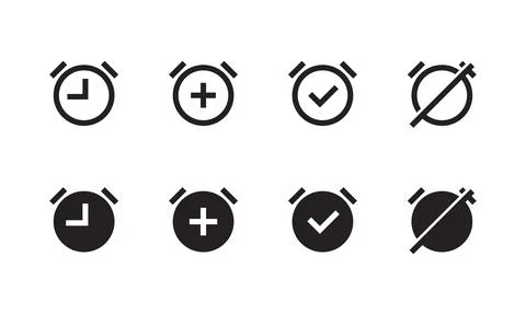 Alarm Clock Icon Set Stock Illustration