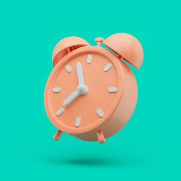 Alarm clock icon. Simple 3d render illustration on vibrant background. Illustrazione stock