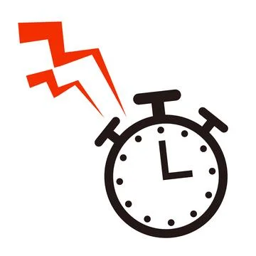 An alarm clock icon with a sound. Vector. Illustrazione stock