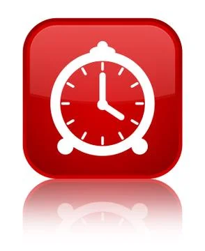 Alarm clock icon special red square button Stock Illustration