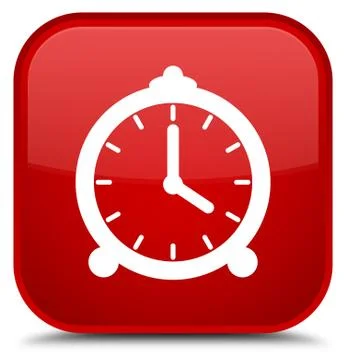 Alarm clock icon special red square button Stock Illustration