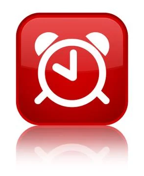 Alarm clock icon special red square button Stock Illustration