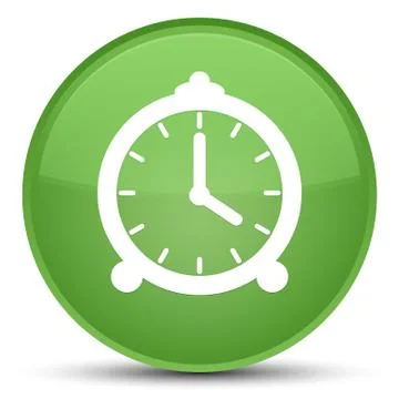 Alarm clock icon special soft green round button Stock Illustration