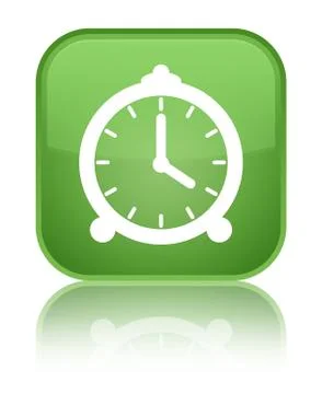 Alarm clock icon special soft green square button Illustrazione stock