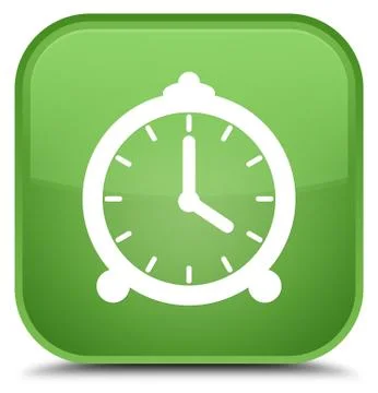 Alarm clock icon special soft green square button Stock Illustration