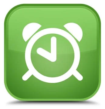 Alarm clock icon special soft green square button Stock Illustration