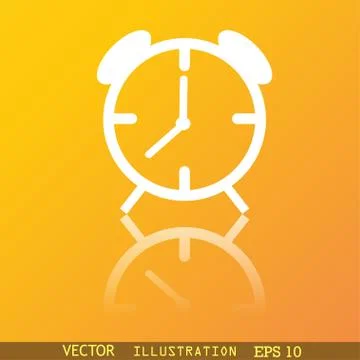 Alarm clock icon symbol Flat modern web design with reflection and space for  스톡 일러스트