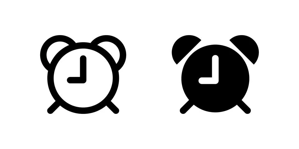 Alarm clock icon. Timer symbol. Retro time watches vector illustration. Dea.. 库存插图
