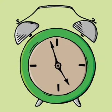 Alarm clock icon. Vector illustration of retro alarm clock. Hand drawn alarm  스톡 일러스트