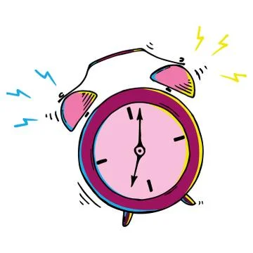 Alarm clock icon. Vector illustration of retro alarm clock. Hand drawn alarm  Stock Illustration