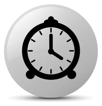 Alarm clock icon white round button Stock Illustration