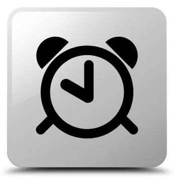 Alarm clock icon white square button Stock Illustration